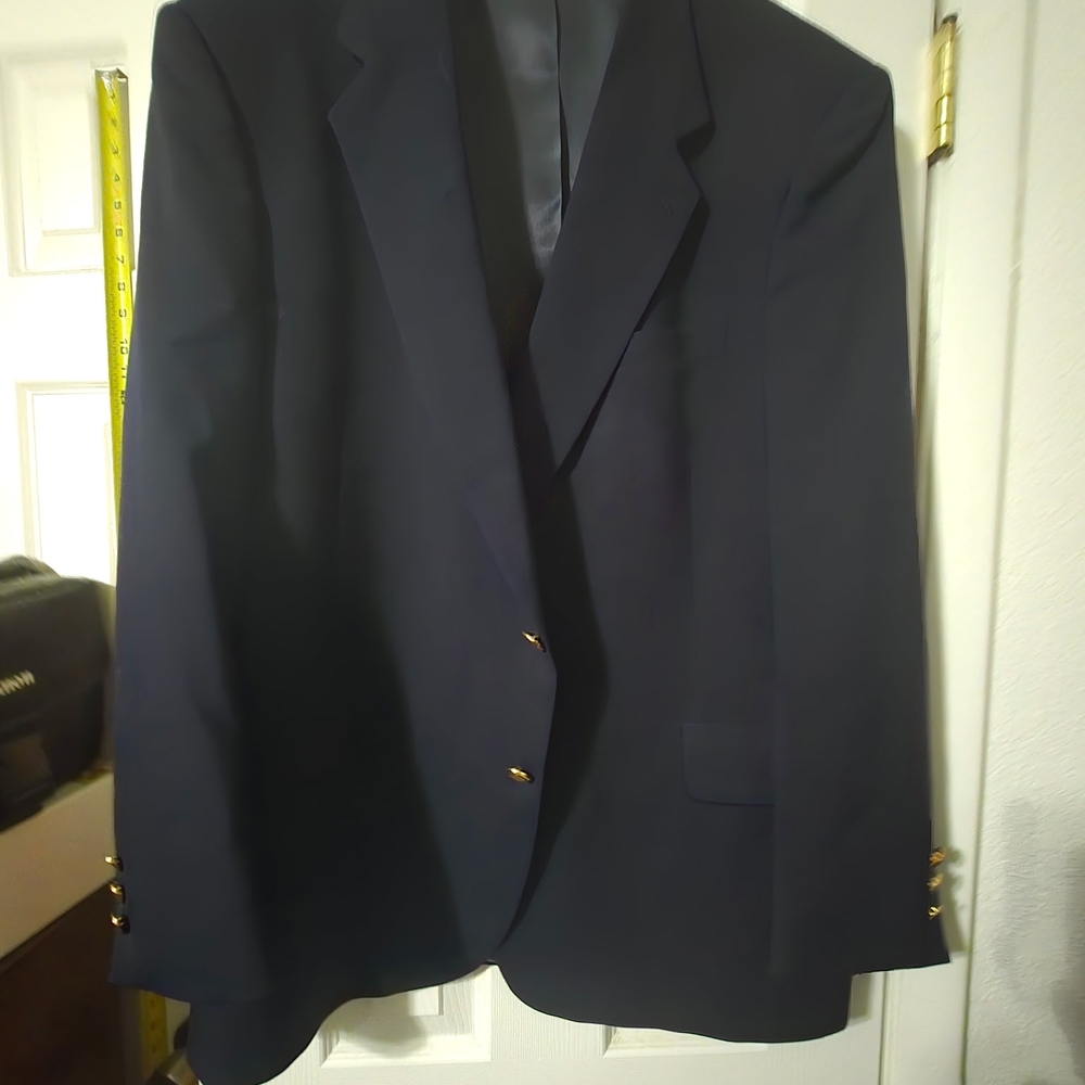 HEISMAN TROPHY COLLECTION Navy Blazer Sport Coat Size 48 Gold Buttons Pure Wool